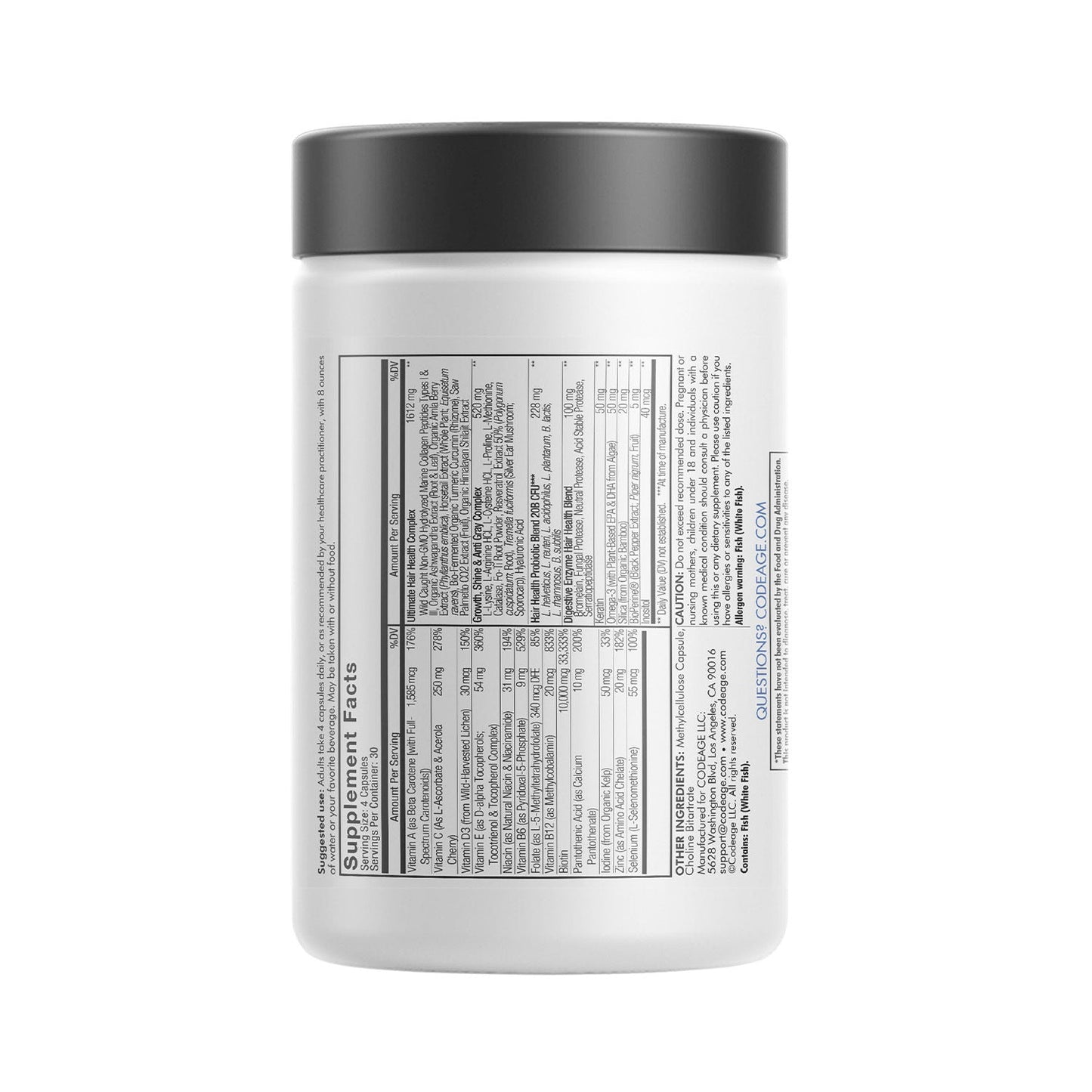 Codeage Hair Vitamins 頭髮維生素補充劑 — 120 粒素食膠囊 - Regentify